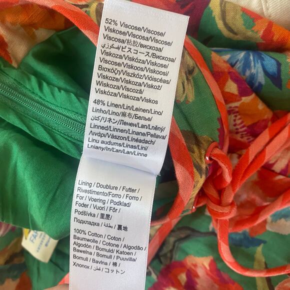 Farm Rio Pants Womens Size Small Linen Blend Wide Leg Floral Vacation High Rise - Picture 6 of 6